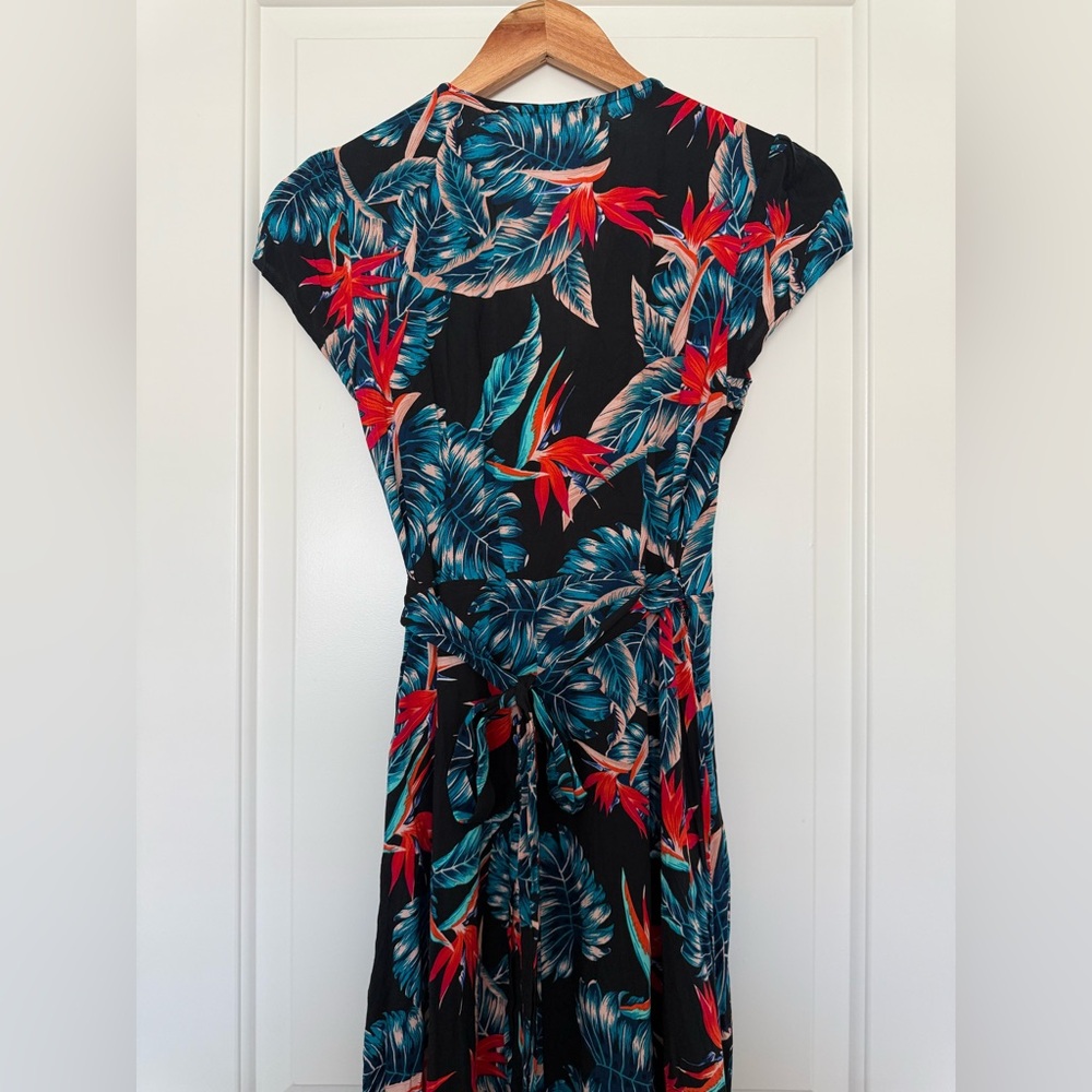 Anthropologie XIX Palms Ibiza Black Floral Maxi Wrap Dress Bohemian Vacation S - Picture 5 of 9
